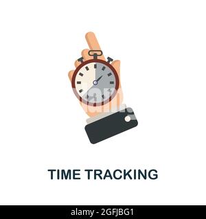 Icona di tracciamento del tempo piatta. Semplice cartello dalla raccolta logistica. Illustrazione icona Creative Time Tracking per il web design, infografiche e altro ancora Illustrazione Vettoriale