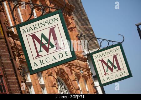 Centro di Wigan , Lancashire, Makinson Arcade su Standishgate Foto Stock