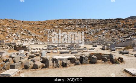 Il teatro presso il sito archeologico di Delos, Grecia Foto Stock