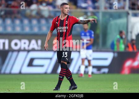 Rade Krunic di AC Milan gesticola durante la Serie A match tra UC Sampdoria e AC Milan. AC Milan vince 1-0 su UC Sampdoria. Foto Stock