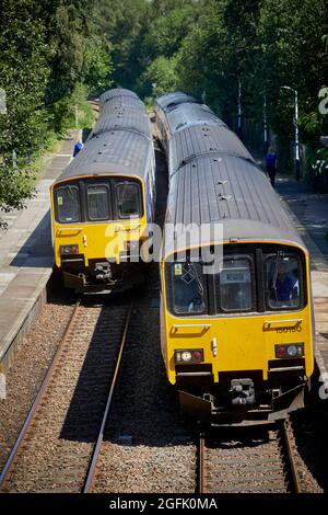 Stazione ferroviaria di Wigan, Lancashire, Pemberton sulla linea di diramazione Kirkby da Wigan Wallgate aperta nel 1848 dalla Liverpool e dalla Bury Railway Foto Stock