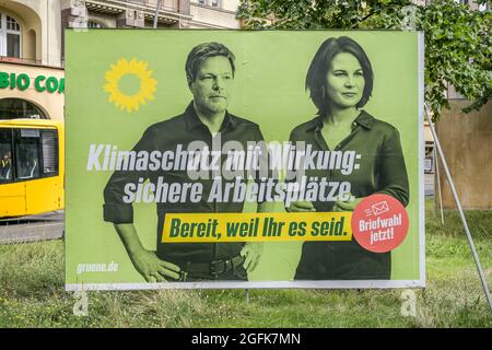 Wahlplakat, Robert Habeck und Annalena Baerbock, Die Grünen, Bundestagswahl, Berlino, Germania Foto Stock