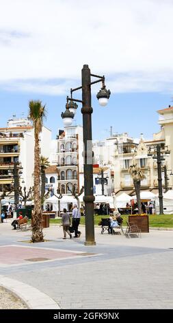 Paseo Maritimo de Sitges Barcellona, Catalunya, Spagna, Europa Foto Stock