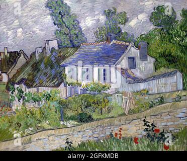 Vincent van Gogh – Case di Auvers (1890) celebre pittura paesaggistica. Foto Stock