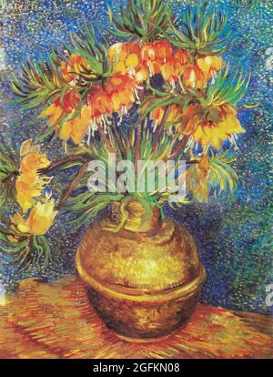 Vincent van Gogh – Fritillari imperiali in un vaso di rame (1887) dipinto famoso. Foto Stock