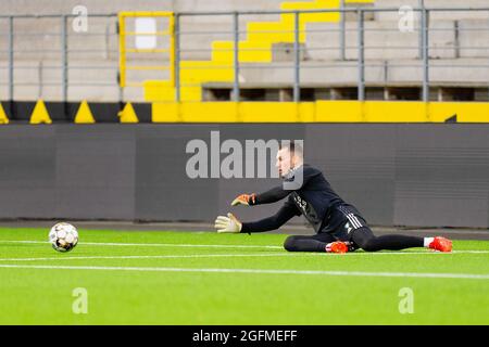 BORAS, SVEZIA - AGOSTO 25: Justin Bijlow di Feyenoord durante la sessione di formazione pre-partita della UEFA Conference League di Feyenoord alla Boras Arena il 25 Agosto 2021 a Boras, Svezia (Foto di Yannick Verhoeven/Orange Pictures) Foto Stock