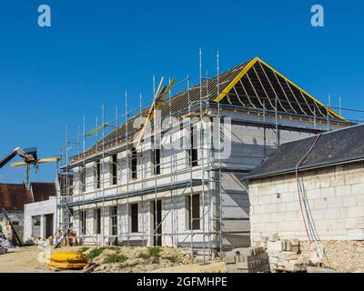 Nuovo edificio in costruzione - Loches, Indre-et-Loire (37), Francia. Foto Stock