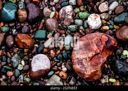 Ciottoli a St. Martins Beach, St. Martins, New Brunswick, Canada Foto Stock