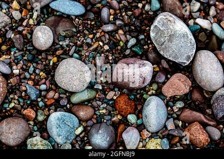 Ciottoli a St. Martins Beach, St. Martins, New Brunswick, Canada Foto Stock