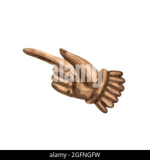 Guida di cartello a mano acquerello. Illustrazione della mano del puntatore Foto Stock