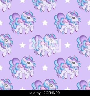 Motivo senza cuciture con unicorni bianchi. Vettore Illustrazione Vettoriale