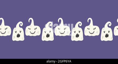 Zucca stampa cute disegno a mano Halloween motivo senza cuciture con zucche, grande per tessuti superfici, striscioni, sfondi Illustrazione Vettoriale