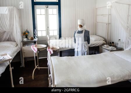 Sala ospedale degli anni '20 presso il Caboolture Historical Village Australia. Foto Stock