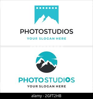 Fotografia per esterni film maker logo design vettore Illustrazione Vettoriale