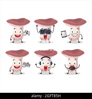 Rassula personaggio cartoon stanno giocando con vari simpatici emoticon. Illustrazione vettoriale Illustrazione Vettoriale