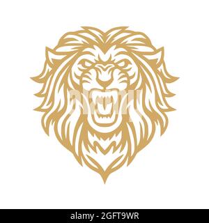 Rarring Lion Gold Logo Mascot Vector Illustrazione Vettoriale