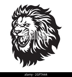 Icona vettore logo Lion Head Roaring Illustrazione Vettoriale