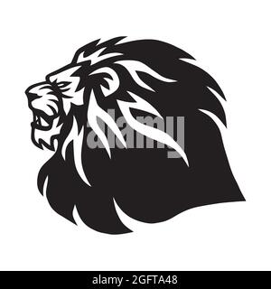 Vettore con logo Lion Roaring Head Illustrazione Vettoriale