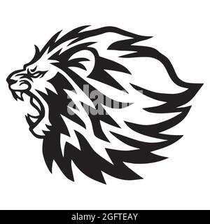 Modello logo Lion. Illustrazione grafica della linea vettoriale Illustrazione Vettoriale