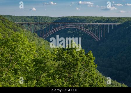 New River Gorge National Park, West Virginia. New River Gorge Bridge, autostrada US 19. Foto Stock