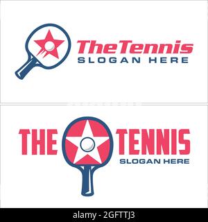 Tennis racket ball e logo stella icona vettore Illustrazione Vettoriale