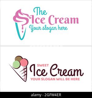 Il cono del gelato di disegno fonde delizioso Illustrazione Vettoriale