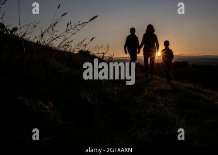 Sunset, Halwell, Totnes, South Devon. Inghilterra, Regno Unito Foto Stock