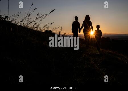 Sunset, Halwell, Totnes, South Devon. Inghilterra, Regno Unito Foto Stock