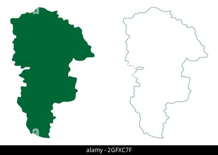 Paschim Medinipur distretto (Stato del Bengala Occidentale, Repubblica dell'India) illustrazione vettoriale della mappa, disegno di scricbble Midnapore occidentale mappa Illustrazione Vettoriale