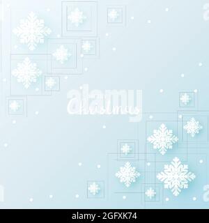 Fiocchi di neve di carta con ombra per sfondo invernale. Illustrazione vettoriale. Illustrazione Vettoriale