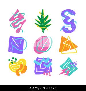 Forme astratte disegnate a mano Imposta illustrazione vettoriale. Illustrazione Vettoriale