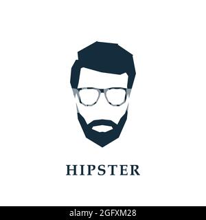 Avatar di una testa hipster con occhiali. Illustrazione vettoriale. Illustrazione Vettoriale