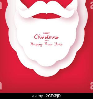 Origami della barba e baffi di Babbo Natale. Biglietto di Natale. Anno nuovo. Illustrazione vettoriale. Illustrazione Vettoriale