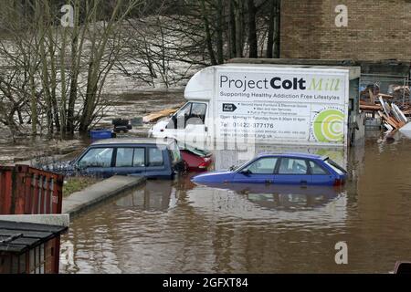 Immagini di alluvione dal fiume Calder Foto Stock