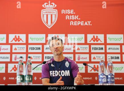 La Turbie, Francia - 27 agosto 2021: AS Monaco - Troyes Conferenza stampa con AS Monaco Coach tedesco Niko Kovac, J4, L1, Ligue 1. Mandoga Media Foto Stock