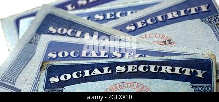 Sicurezza sociale per le schede di identificazione e retirment USA Foto Stock