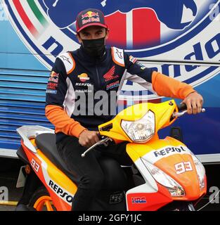 Marc Marquez Repsol Honda Team durante il Monster Energy British Grand Prix MotoGP al circuito di Silverstone, Towcester, Inghilterra, dal 27 al 29 agosto 2021. Foto di Ian Hopgood. Foto Stock