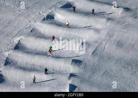 Sci alpino vicino a Kitzsteinhorn, Hohe Tauern, Alpi austriache Foto Stock