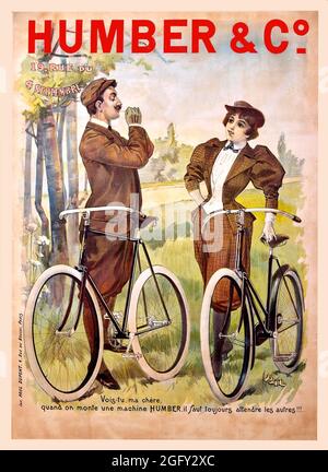 Fare clic sul poster della bicicletta francese d'epoca - Humber & Co., 1890 Foto Stock