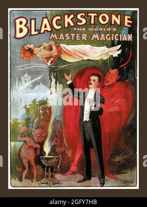 Fare clic sul poster illusionista americano d'epoca - Blackstone, il mago maestro, Foto Stock