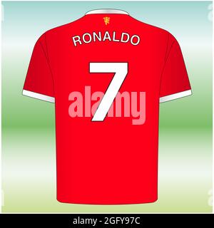 Manchester, UK, agosto 2021, maglia numero 7 Ronaldo, nuovo giocatore del manchester united, squadra di calcio Foto Stock