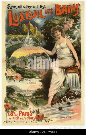 Clicca su Vintage French Travel poster - Luxeuil les Bains, 1900 Foto Stock