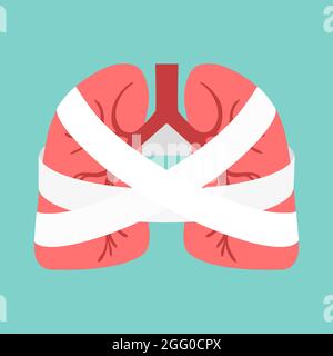 Illustrazione concettuale dei polmoni avvolti con un bendaggio. Foto Stock