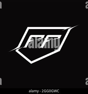 Lettera monogramma con logo FF con maschera di disegno in nero con schermatura e slice Illustrazione Vettoriale