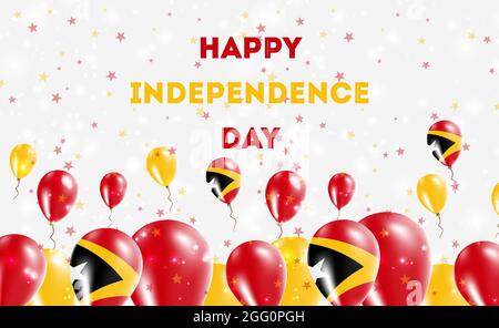 Timor Leste Independence Day Patriotic Design. Palloncini in East Timorese National Colors. Biglietto d'auguri Vector Happy Independence Day. Illustrazione Vettoriale