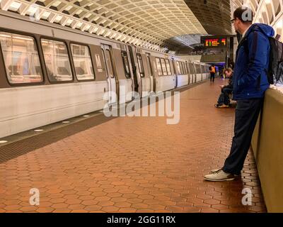 Washington DC Metro System Platform. Foto Stock