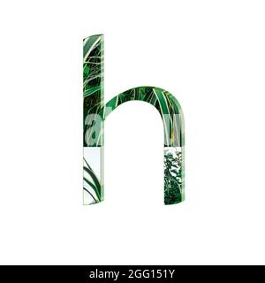 Verde texture piccola lettera h colorato 3D astratto bello sfondo bianco Foto Stock