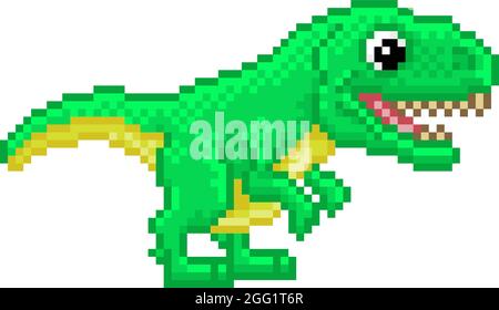 T Rex pixel Art Dinosaur Video Game Cartoon Illustrazione Vettoriale