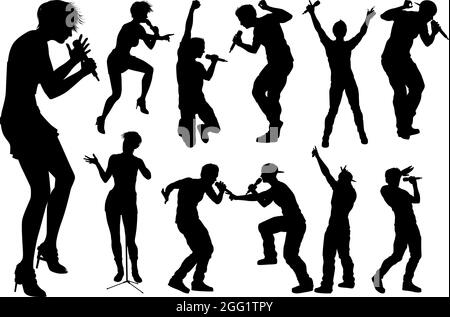 Cantanti Pop Country Rock Hiphop Star sagome Illustrazione Vettoriale