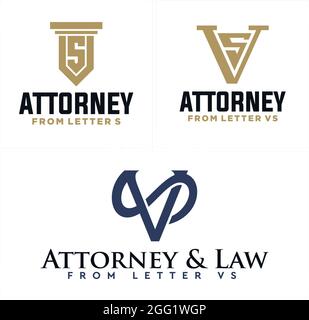 Diritto del procuratore con pilastro di legge e lettera iniziale icona logo Illustrazione Vettoriale
